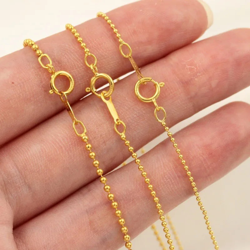 High Grade Finished Necklace Chain for Women Fashion Jewelry Beaded Gold Filled Chain
