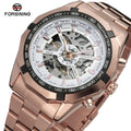 Forsining Wrist Watches Armbanduhr OEM Rose Gold Men Luxury Brand Automatic Custom Logo Gold Mechanical Skeleton Mens Watch