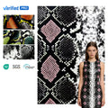 Digital Print Snake Pu Leather Fabric Knitted Waterproof  Garments Dresses Fabric Costumes Accessories Synthetic Leather Fabric