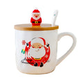 New Cute White Ceramic Mug with Spoon Merry Christmas Funny Design Coffee Mug for Business Gifts