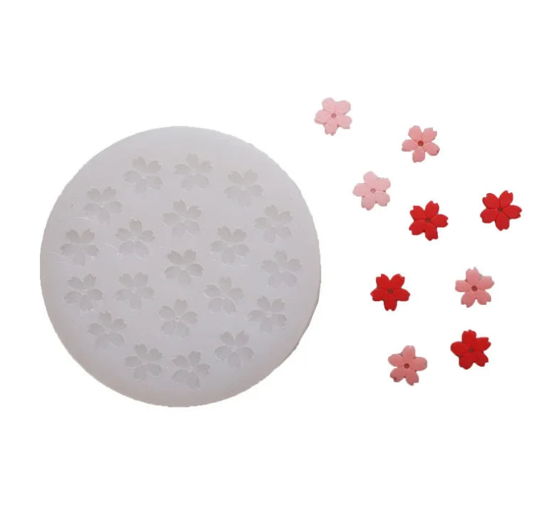 D-0164 Mini Cherry Blossom mold DIY baking chocolate candy clay candle silicone mold