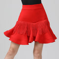 Cheaper Latin Dance Dress Red Color Fishbone Fringe Skirt Practise and Stage Perform Tassel Dance Wear Clothing Dance Skirt