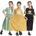 Modest Malaysia Muslim Children Girl Kids Dress Abaya Short Sleeve Long Skirt Islamic Clothing Jalabiya Robe for Girls C0029