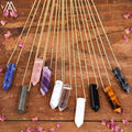 Crystal Pointed Necklace for Women Healing Chakra Chain with Natural Real Gemstone Bullet Shape Beads Gold Plated Jewelry