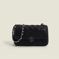 Women's New Style Street Trend Small Square Crossbody Shoulder Bag Chain Diamond Lattice Pattern Latch Closure PU Material
