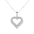 Sterling Silver 925 Heart Pendant Necklace with Shiny Micro Stones Jewelry for Women