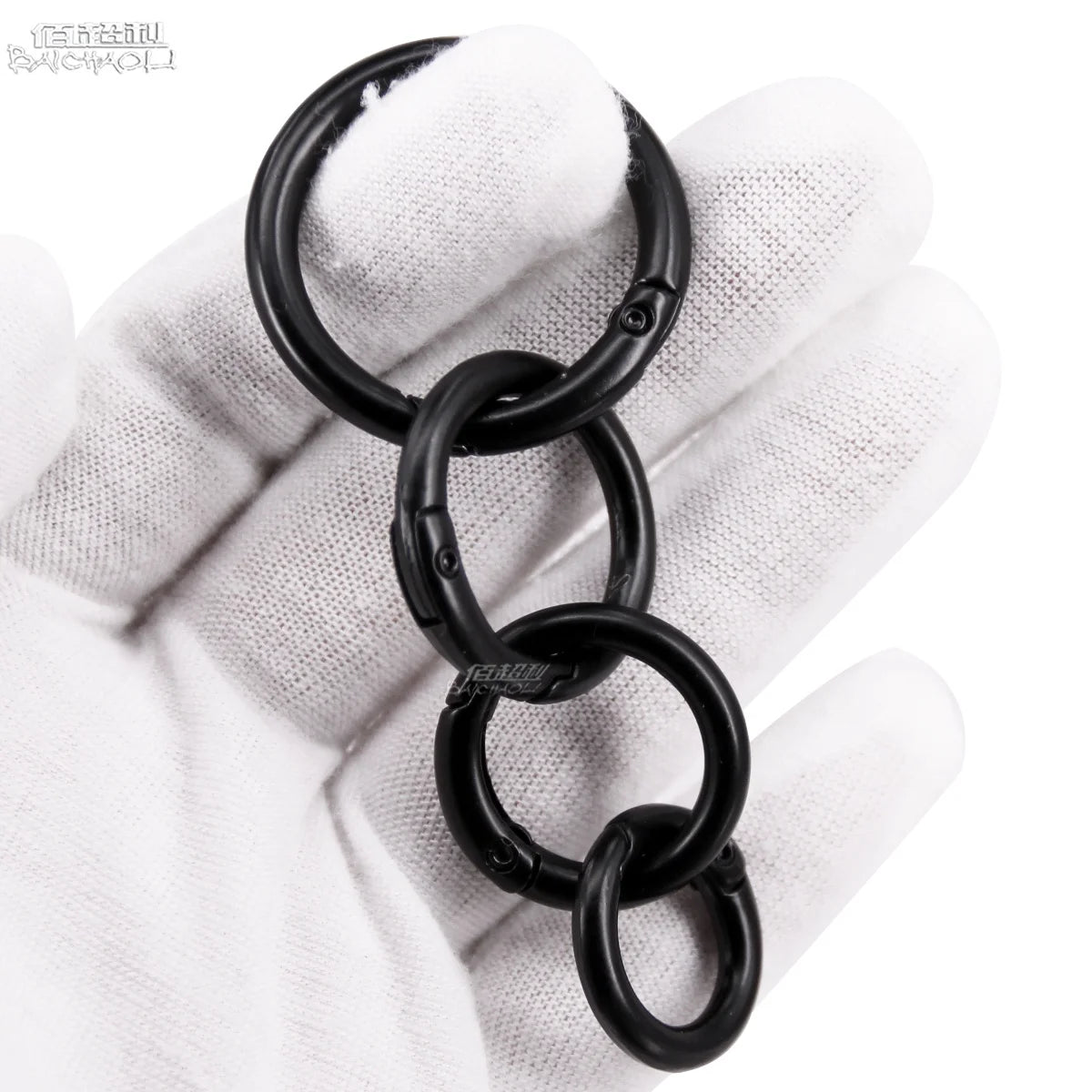 OEM/ODM Small Circle Full Black Quick Link Snap Keychain Carabiner Hook Oval Zinc Alloy Metal Plain Heavy Industry Mining Custom