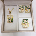 Universal Buckle Oil Painting Style Natural Freshwater Pearl Necklace Ring Earrings Jewelry Set