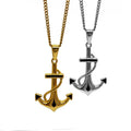 Stainless Steel 18k Gold Men's Nautical Accessories Jewelry Fashion Hophops Black Enamel Ship Anchor Pendant Necklace