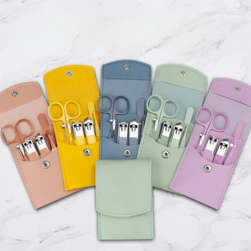2026 New YD Professional Colorful 7-Pieces Mini Manicure Set Nail Kit Set for Beginners With Leather Case As Professional Gift