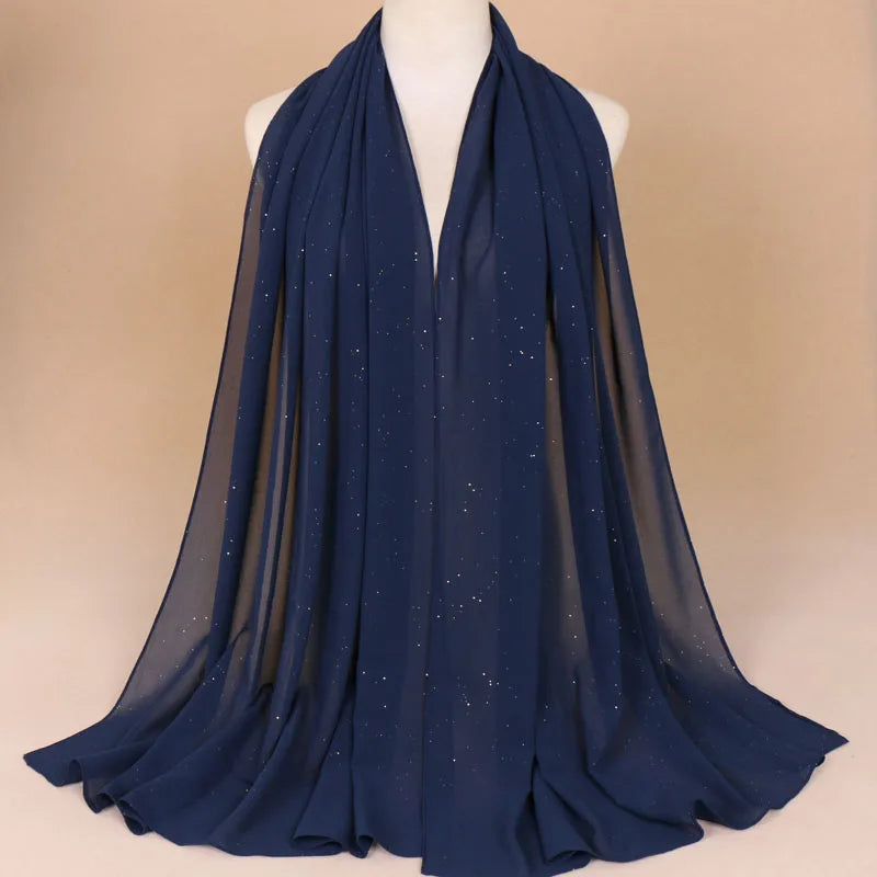 Wholesale Customized Sprinkle Gold Chiffon Hijab Scarf Muslim Hijab Hot Selling Scarf Chiffon Hijab