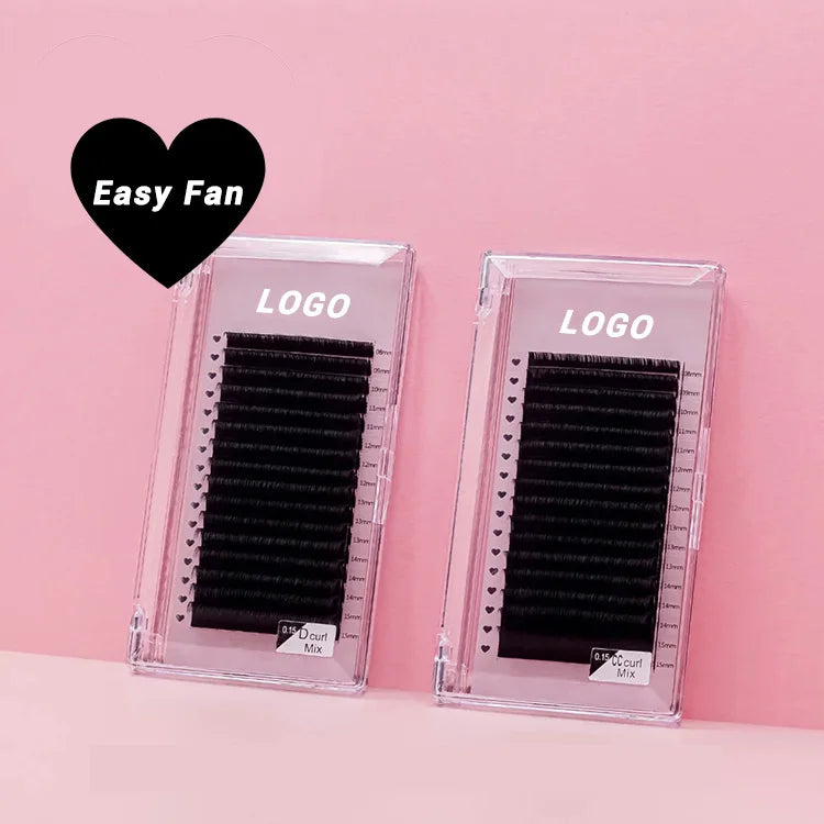 Russian Volume Fans Eyelash Extensions Eyelash Supplier Private Label 12 Rows Faux Mink Russian Vendor Mega Wimpern Extension
