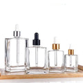 Popular Square Shape 15ml 30ml 50ml 100ml Eco-friendly Screen Printing Glass Essential Oil Serum Cosmetics Oil Dropper Bottle