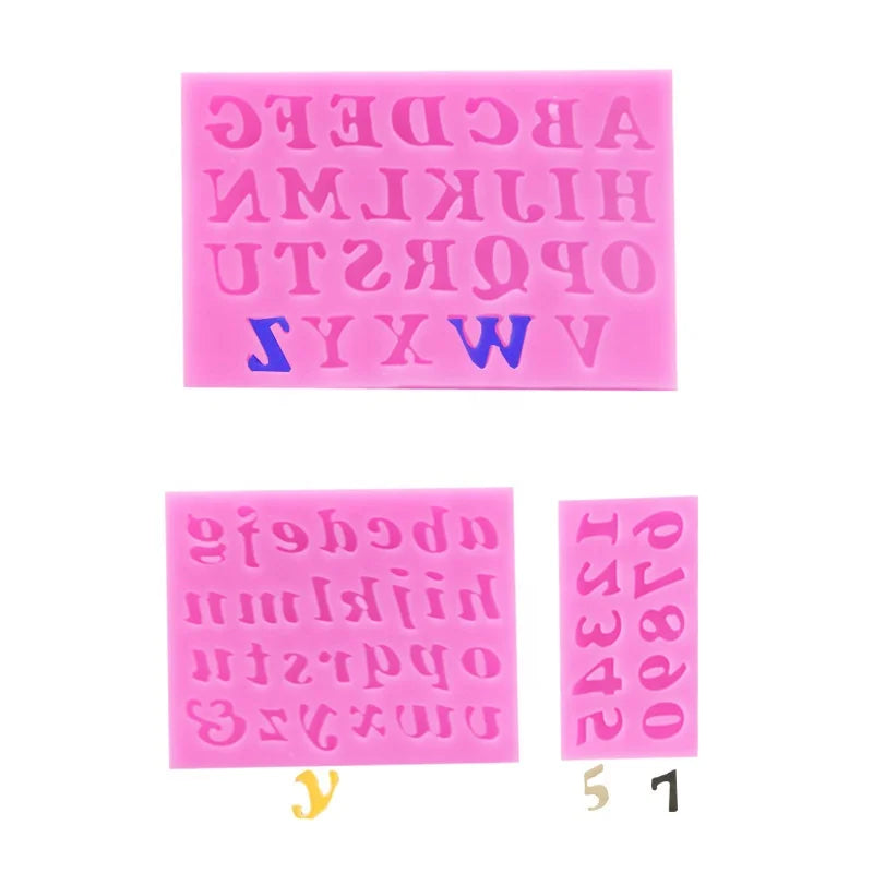 3 PCS Silicone Letter Mold and Number Candy Molds Silicone Alphabet Number Fondant Mold for Making Gummy