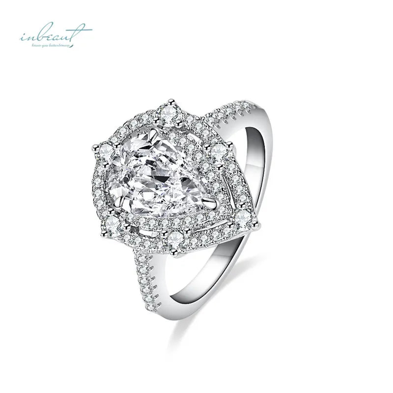 Silver 925 Original  4 Carat Brilliant Cut Pass Diamond Test D Color Water Drop Moissanite Ring with GRA Certificate