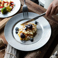 Custom LOGO Round Frosted Stainless Steel Dinner Plate Set Steak Dessert Cake Salad Dishes Camping Party Restaurant Serving Tray