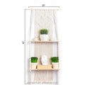 Hot Sale Boho Style Double Layer Wood Shelf Macrame Rope Woven Floating Wall Mount Tapestry Tassel for Home Wedding Decorations