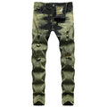 Plus Sizes 85% Cotton New Design Men's Stretch Trousers Green Slim Straight Men's Jeans