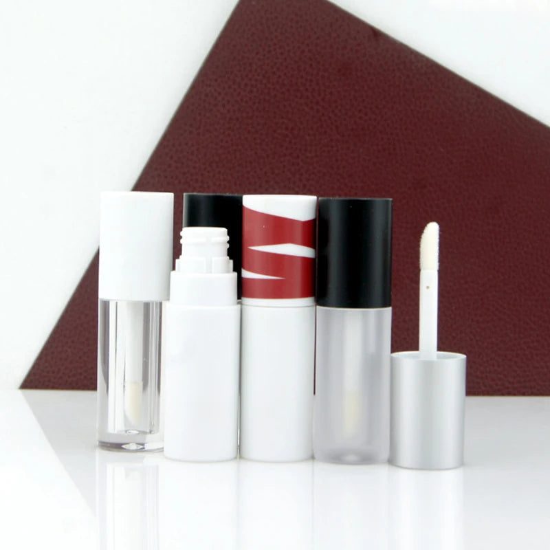 In Stock Small Frosted Clear Black White Cap Lips Gloss Package Wand Lipgloss Tubes