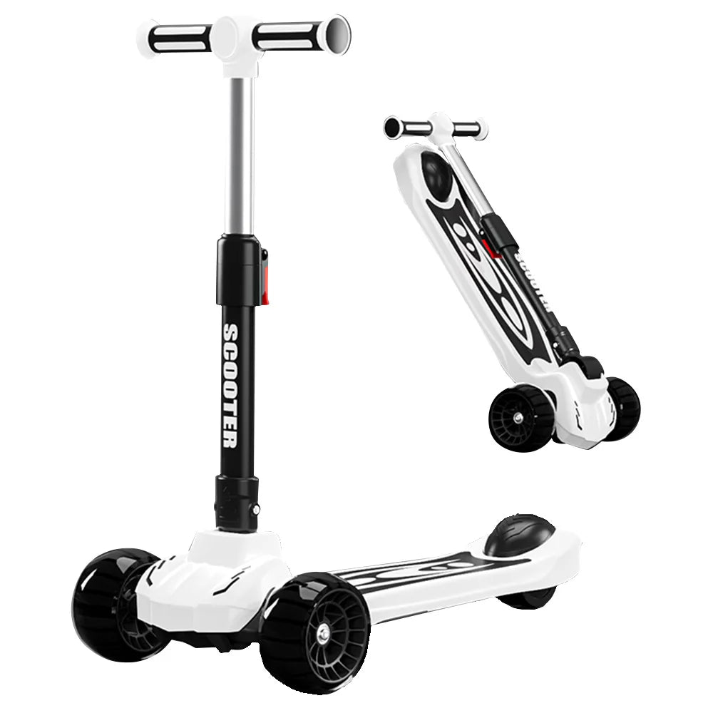 LED Light-Up 3-Wheel Aluminum Kick Scooter for Kids Foldable Sport Training PU Scooter Outdoor Application Steel Material