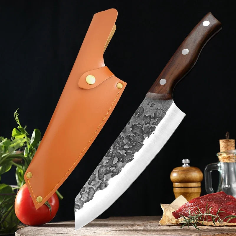 Professional Butcher Boning Knife Set Carbon Steel Cleaver with Rosewood Handle for Kitchen Use Restaurant Wholesaling