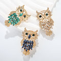 European American Retro Style Colorful Diamond Fashion Brooches Male Female Owl-Shaped Accessories Alloy for Wedding Gifts