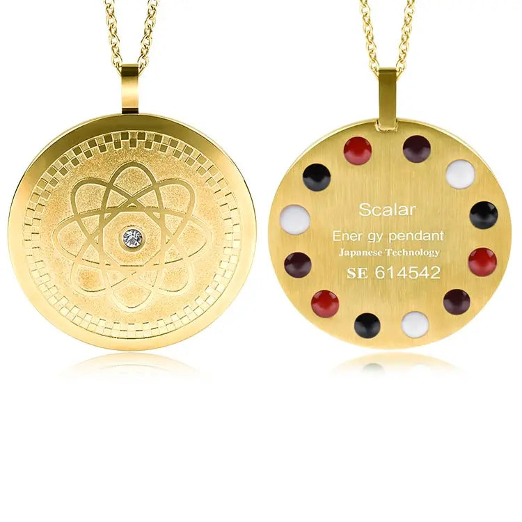 100% Genuine Japan Lava Nano Quantum Science Bio Scalar Energy Pendant Gold Plated Stainless Steel Necklace for Gift