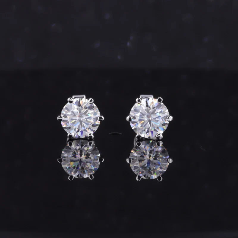 Starsgem Solitaire Earring 18K White Gold 1 Carat Round Brilliant Cut Lab Grown Diamond Stud Earring