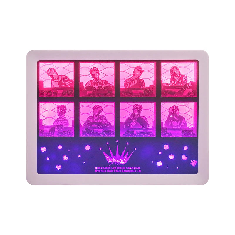 National Hot Idol Team Bangt Art Paper-cut Light Box Idol Peripheral Products Home Decoration Frame Painting Bedside Night Light