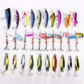 WEIHE 30 Pieces Artificial Fishing Bait Sequins Metal Vib and Spoon Pencil Popper Minnow Lure Kit for Freshwater Fish River Use