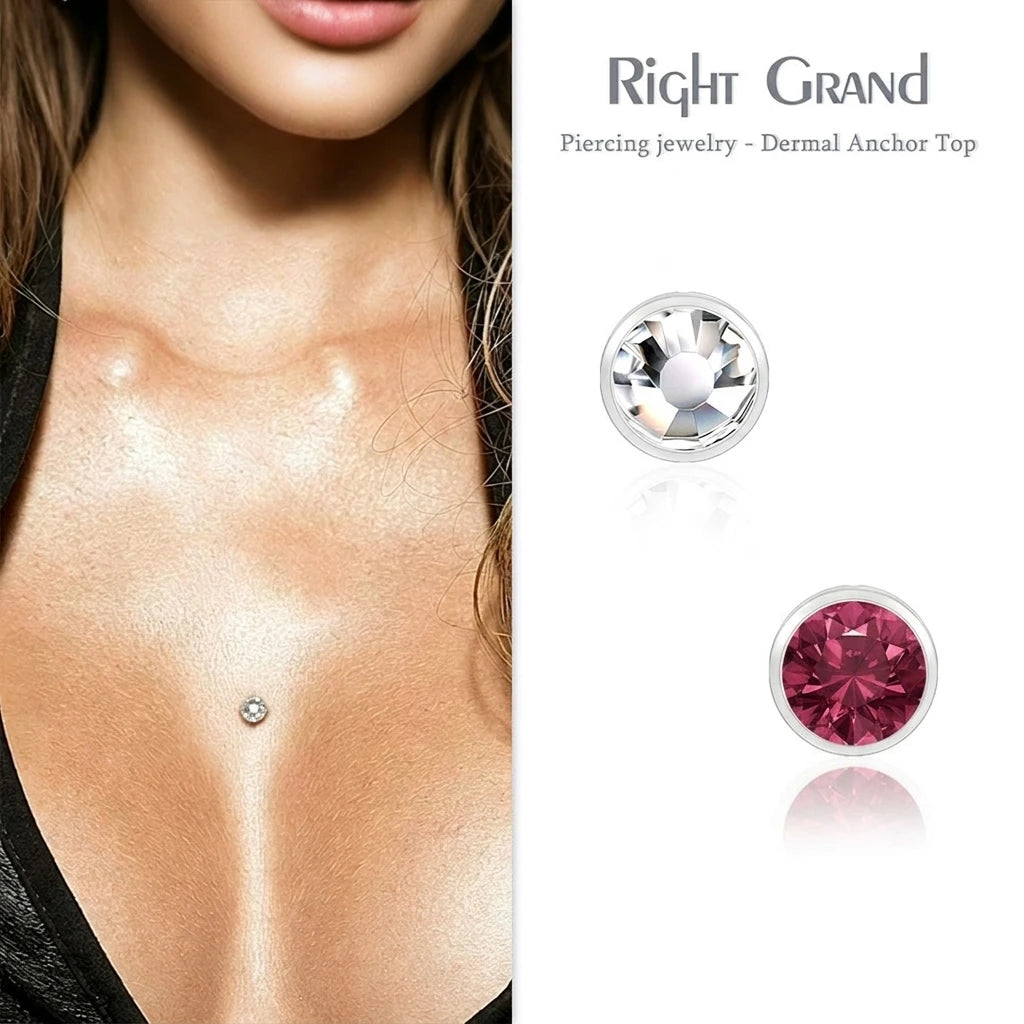 ASTM F136 Titanium 5A CZ Bezel Setting Polished Threaded End Replacement Top Labret Piercing Jewelry Luxury Design