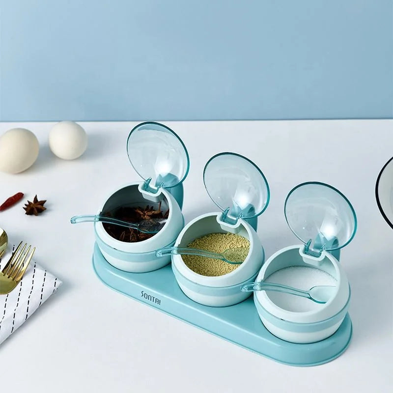2026 New Creative Cute Kitchen Salt Monosodium Glutamate Sugar Multifunctional Household Oil-proof Round Jar With Lid