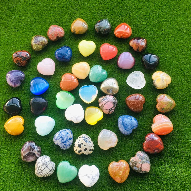 Healing Crystal Multi-material Heart  Small Natural Mixed Colorful Crystal Heart for Gift