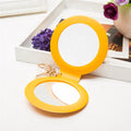 Custom Logo PU Double Make up Decorative Mirror Keychain with Pompom for Girl