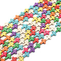 Factory Price Rainbow Howlite Turquoise Cross Shape Beads Strand for Jewelry Making 8x10 12x16 15x20mm Length 38cm 15"