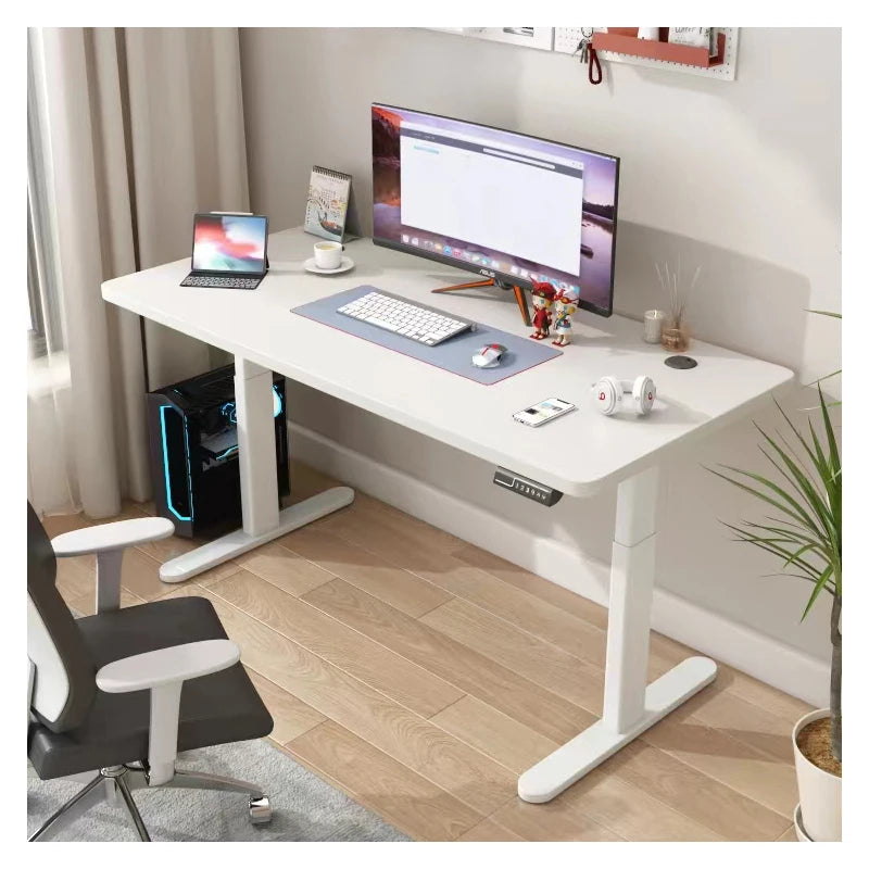 White Electric Sit Stand Desk Frame Workstation Single Motor Ergonomic Standing Height Adjustable Base Computer Desk Frame