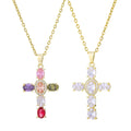 Hot Selling Cross Pendant Necklace Women Gold Zircon Lovers Rhinestone Crystal Stone Pendant Necklace