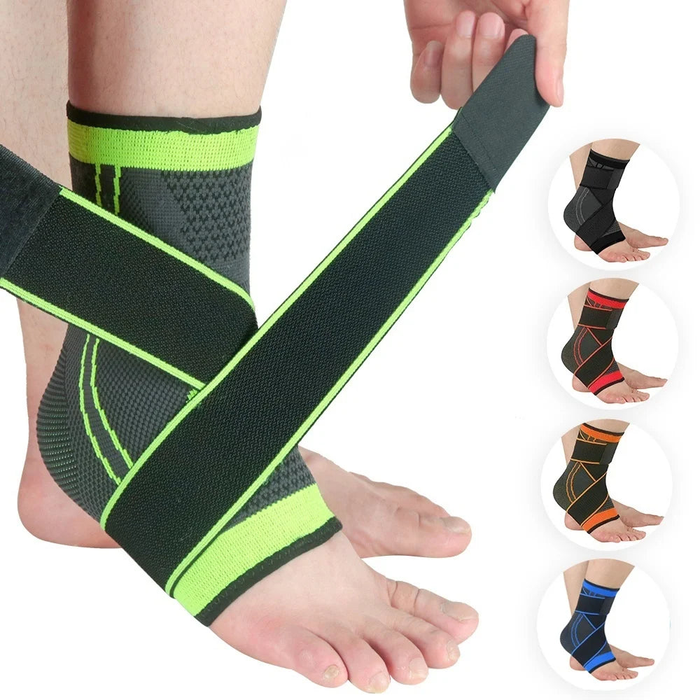 Unisex Elastic Nylon Outdoor Sports Ankle Protector Anti-Sprain Compression Brace Supportive Straps and Bandage Wrap