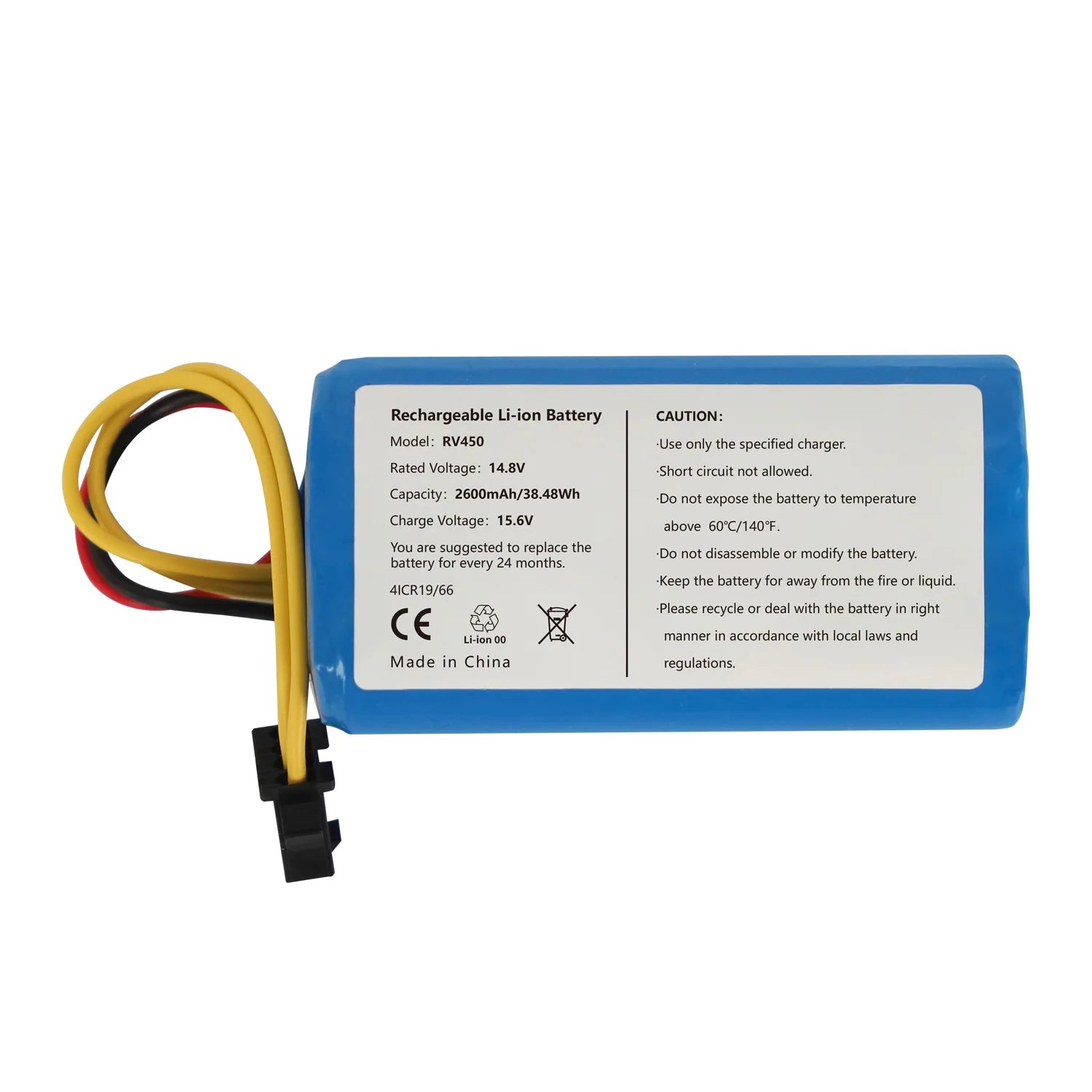 14.8V 2600mAh Replacement Lithium Ion Battery for Redmond RV450 R450 Inse E6 Sweeper Vacuum Cleaner Battery