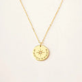 Memorial Jewelry Personalized Gold Plated 925 Sterling Silver Letter Initial Engrave Compass Necklace with Birthstone