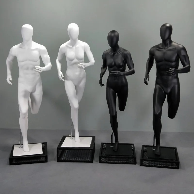 Matte Color Running Male and Female Sport Mannequin