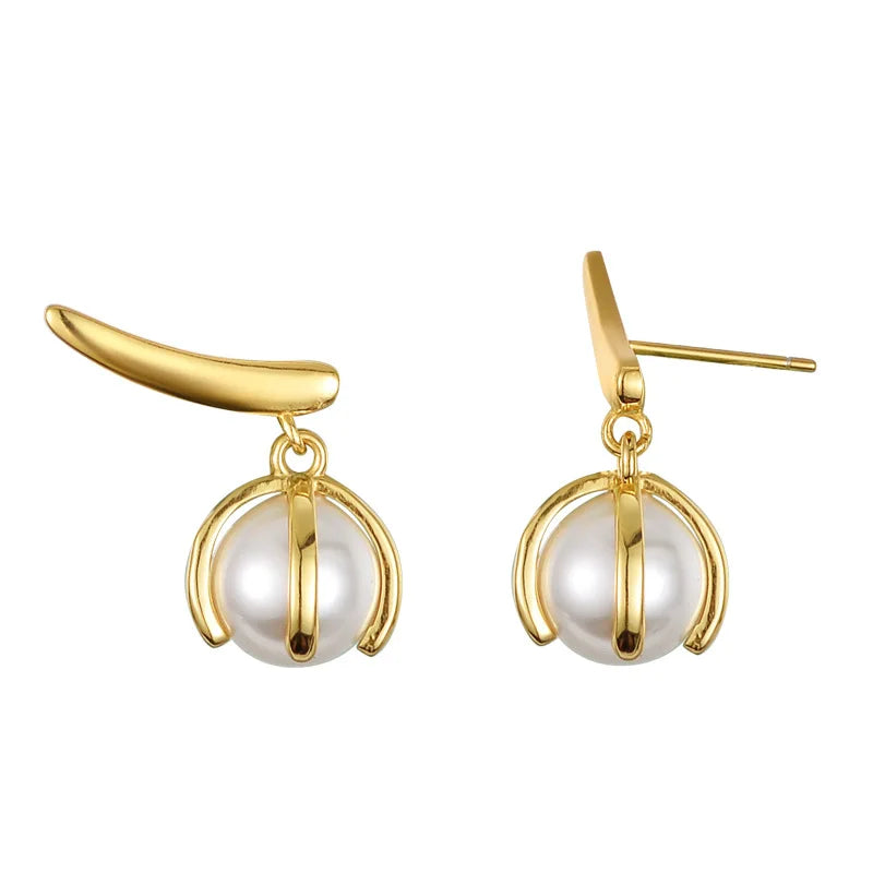 Luxury Dainty Stud Jewelry Wedding Minimalist Earrings  925 Sterling Silver Four Prong One Pearl Drop Earrings