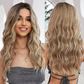 Factory Wholesale Price Synthetic Chemical Fiber Wig Without Bangs Wig Wavy Black Hair Roots Light Brown Artificial Hair Smooth