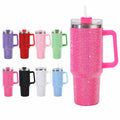 40 oz Hand Made Rhinestone Cup Vacuum Insulated Coffee Mug Stainless Steel Bling 40oz Tumbler With Straw Rhinestone