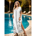 V neck split maxi dress custom logo Printed beach cardigan wholesale Bikini cover up factory directly