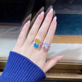 French Style 925 Sterling Silver Ring Women's Exquisite Luxury 8A Radiant Cut Zircon High Carbon Diamond Ring Wholesale
