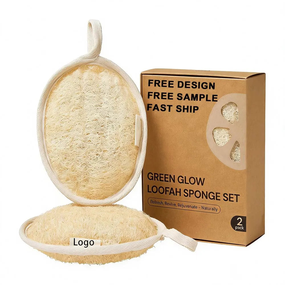 Custom Logo Natural Loofah Sponge Exfoliating Loofah Bathing Sponge Eco-Friendly and Biodegradable Shower Luffa Sponge