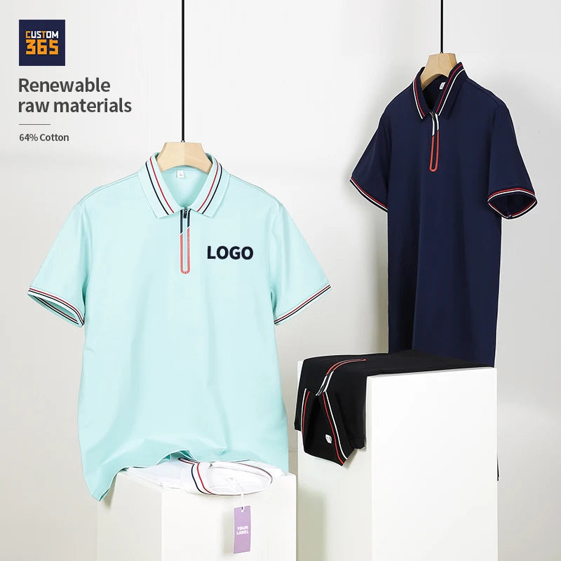 Renewable Moisture Wicking Zipper Plus Size High Quality Luxury Embroidery Shirt Custom Men'S Zipper Polo Shirt