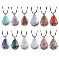 Silver Tone Large Teardrop Crystal Pendants Gold Plated Healing Quartz Charms Waterdrop Stone Necklace Jewelry with Chains