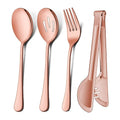 Wholesale Serving Spoons Forks and Tongs Stainless Steel Gold Catering Serving Spoons Set for Buffet